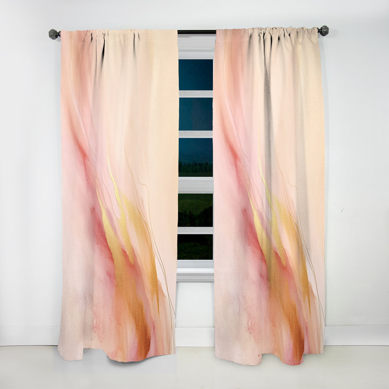 Adamine Pink And Gold Enchanted Spills V - Modern Curtain - Velvet Room Darkening - 1 panel, 52" W x 84" L