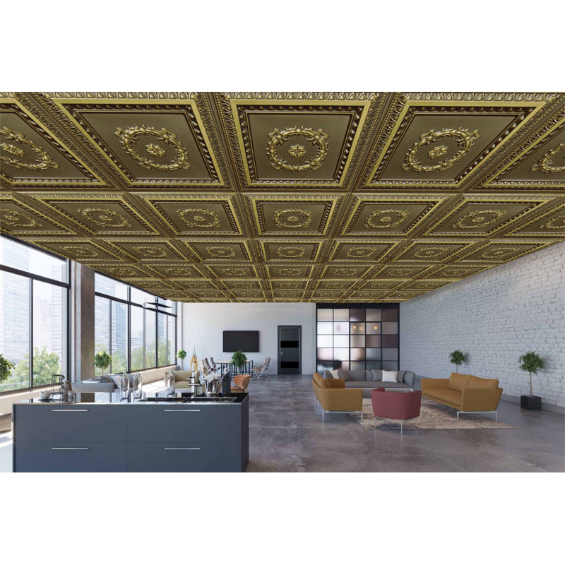 Carreau de plafond en PVC 2 pi x 2 pi Falkirk Perth, Laiton antique