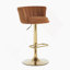 Tabouret de bar d'intérieur rembourré avec structure en métal, finition noyer et tissu beige, ensemble de 2