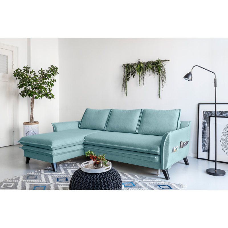 Charming Charlie 2 - Piece Upholstered Corner Sofa, Aqua, Left Hand Facing