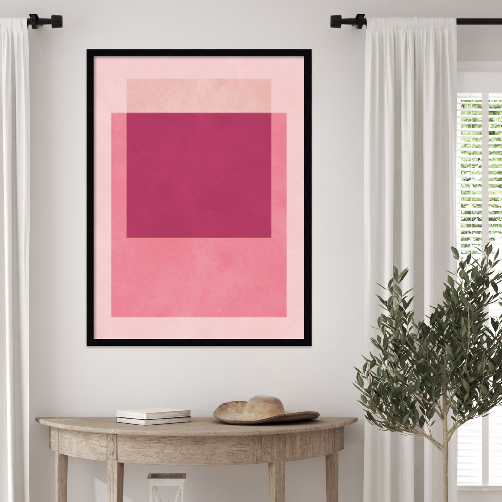 Overlapping geometry 12 by Norvin Wood Framed Wall Art Print, 33" H x 25" W, Black
