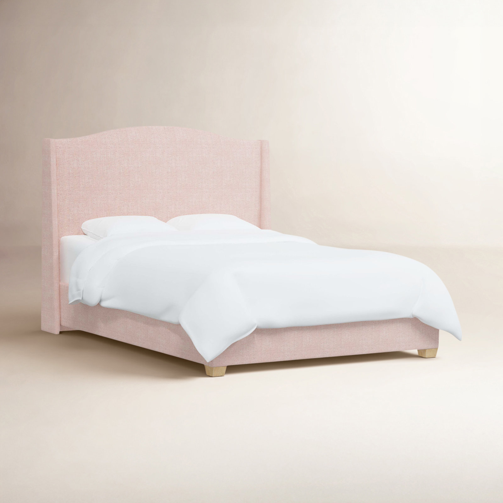 Allis Wingback Platform Bed, Zuma Rosequartz Textured Linen, Full