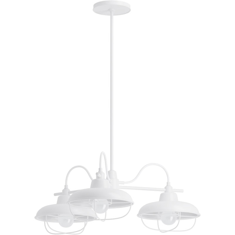 3 - Light Modern Linear Chandelier, Matte White