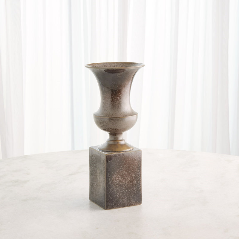 Vase piédestal réactif argenté