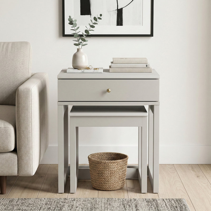 Limestone Wells Nesting Table, Light Grey
