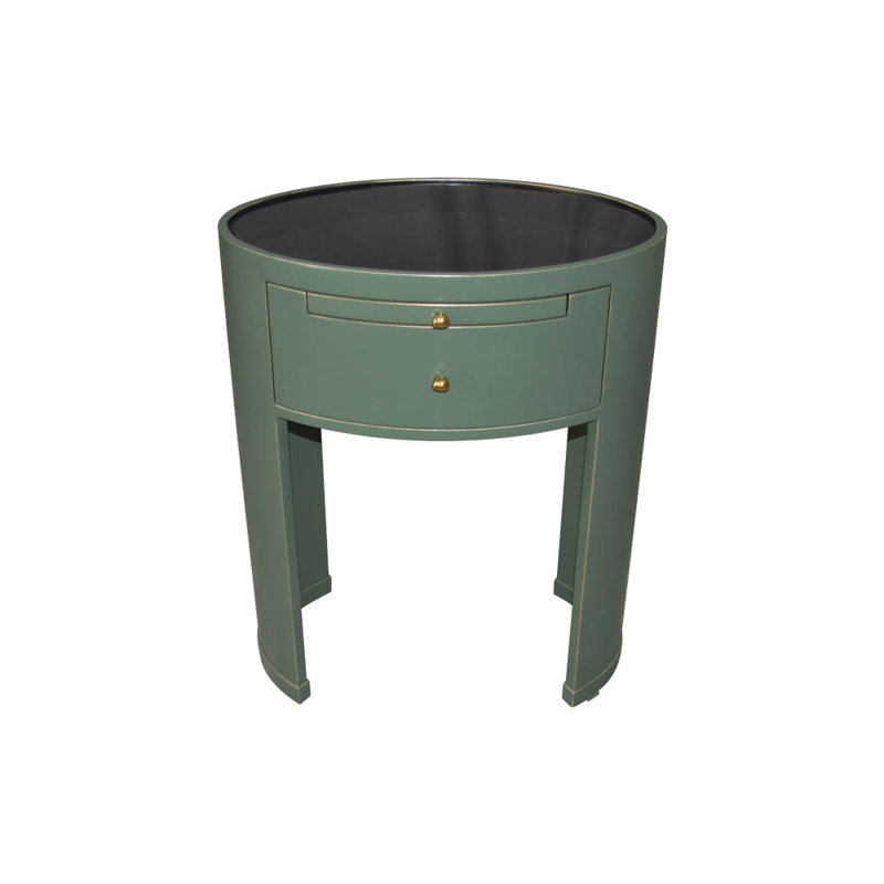 Coppess 55cm W Solid Wood Bedside Table, Green