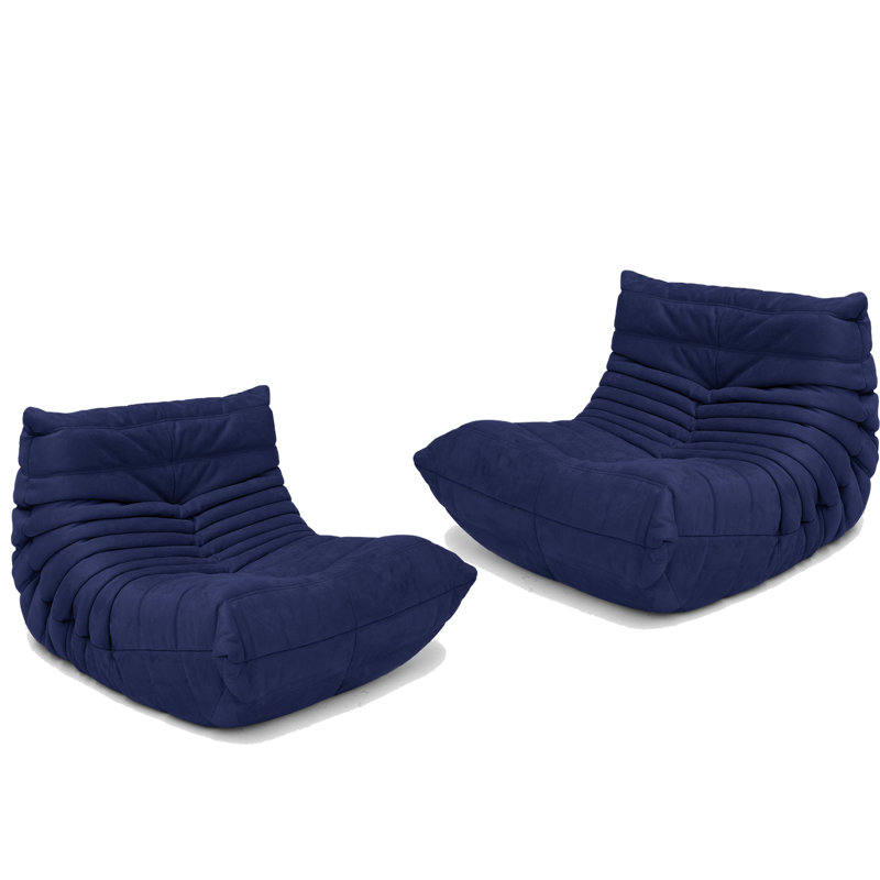 Uncompressed Suede Armless Bean Bag Chair & Lounger Soft Lounge Chair Lazy Sofa, Navy Blue Microfiber