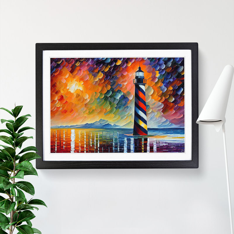 Lighthouse Vol.1 Abstract - Single Picture Frame Print, Black, 46cm H x 64cm W