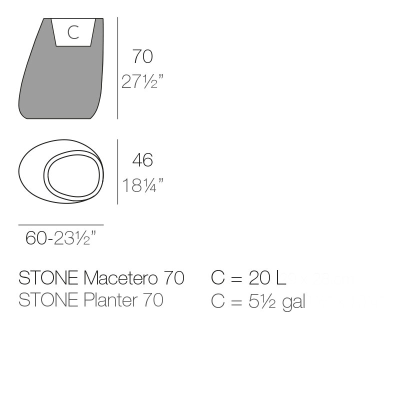 Plastic Pot Planter, 27.5" H x 18" W x 24" D, Steel