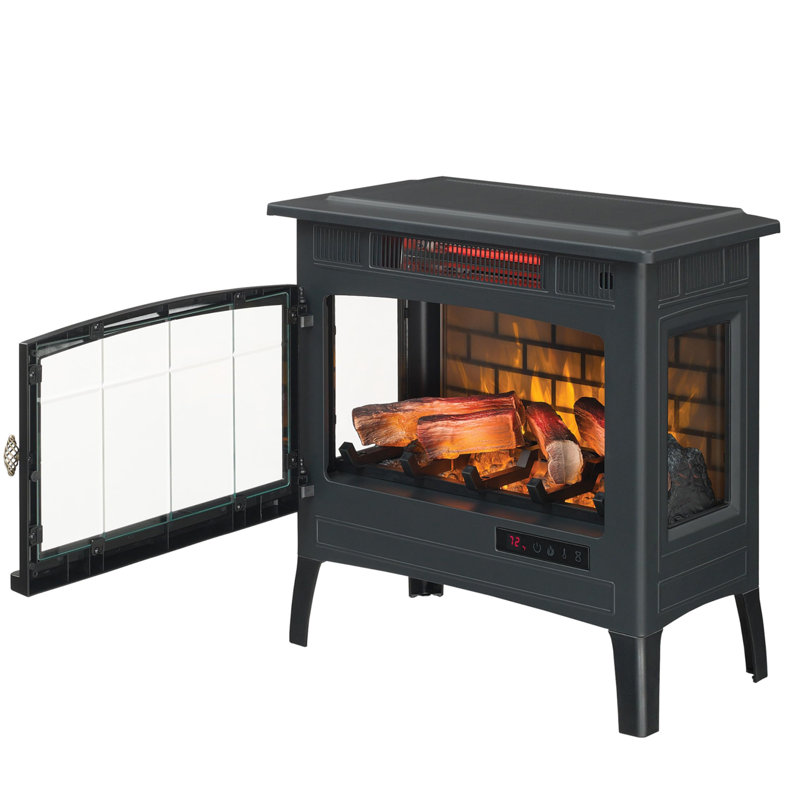duraflame Freestanding Electric Fireplace Stove Heater with 3D Flame Effect for 1,000 Sq. Ft. Room, Black, Black