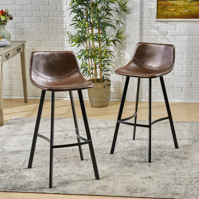 Set Of 2 30" Dax Faux Leather Barstool Brown