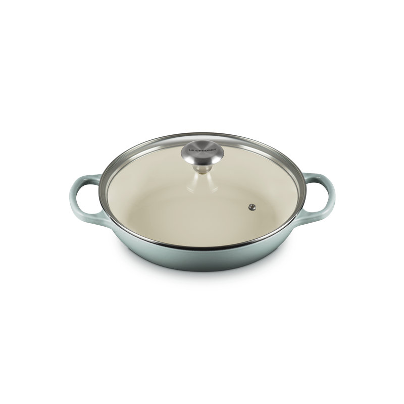Le Creuset Enameled Cast Iron Signature Round Braiser With Glass Lid, Sea Salt