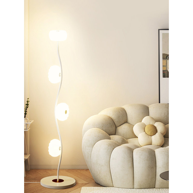Modern Minimalist Wrought Iron, Aluminum & PVC Floor Lamp, White