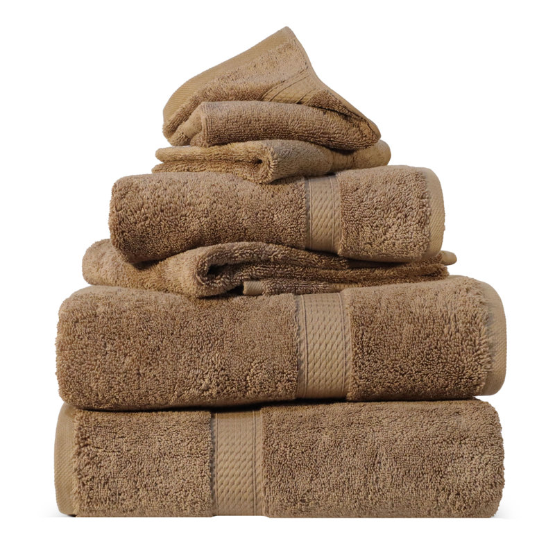 Scotia Egyptian Cotton Bath Towel Set, Latte, 6Pc Towel Set  (2Bath, 2Hand, 2Face)