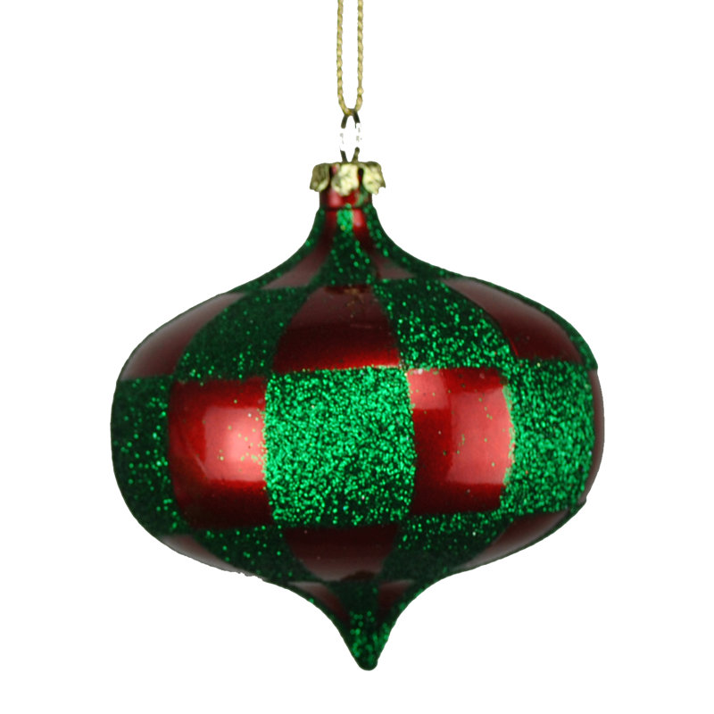 Ornement boule solide, Rouge / vert