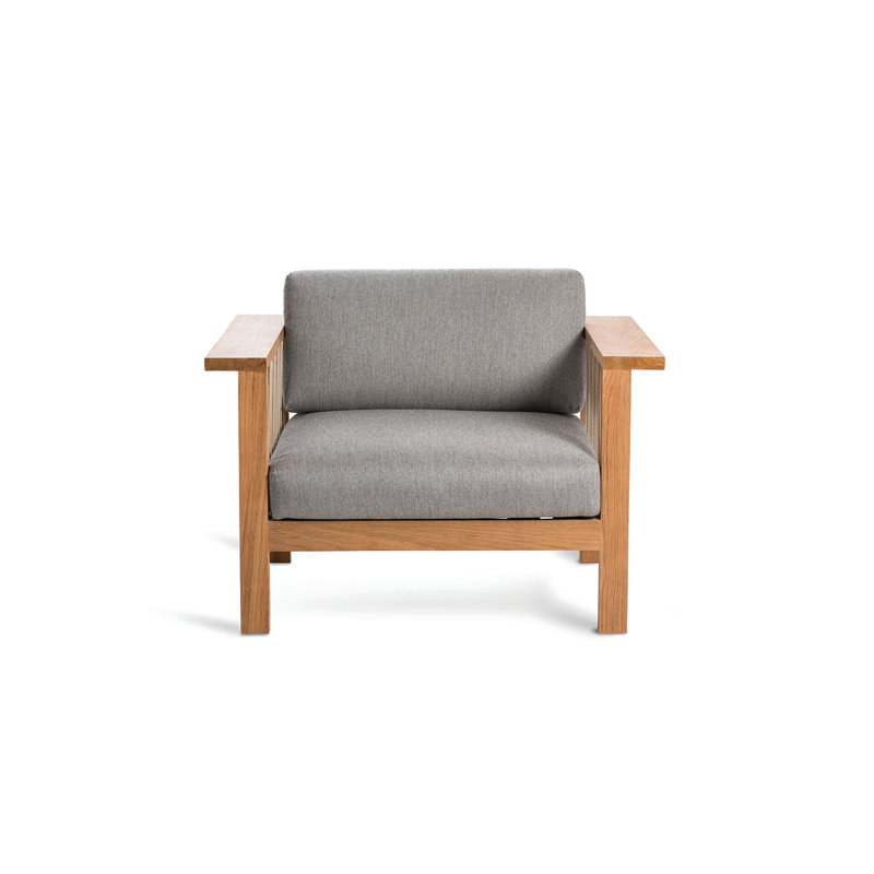 Maro Teak 4 - Person Patio Conversation Set with Cushions, Charcoal Chine, 28.75" Diameter x 28.75" W x 14.19" H