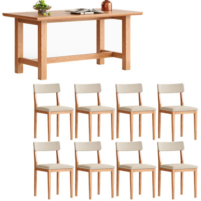 Modern rectangular solid wood dining table set