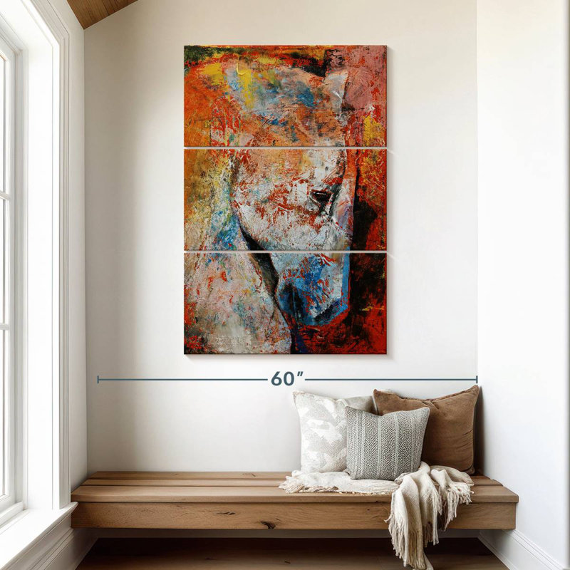 Brampt White Abstract Horse, 50" H x 32" W