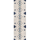 Strathearn Blue and Ivory Southwestern Runner Rug