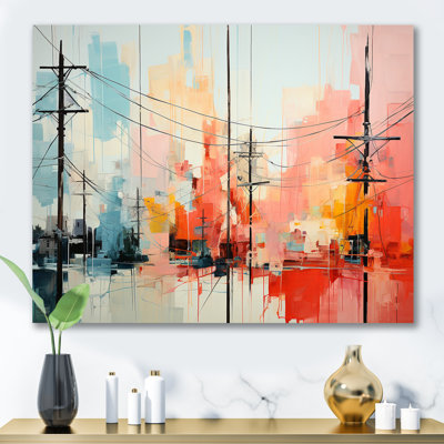 Minimalisme, lignes électriques, veines de ville I sur toile