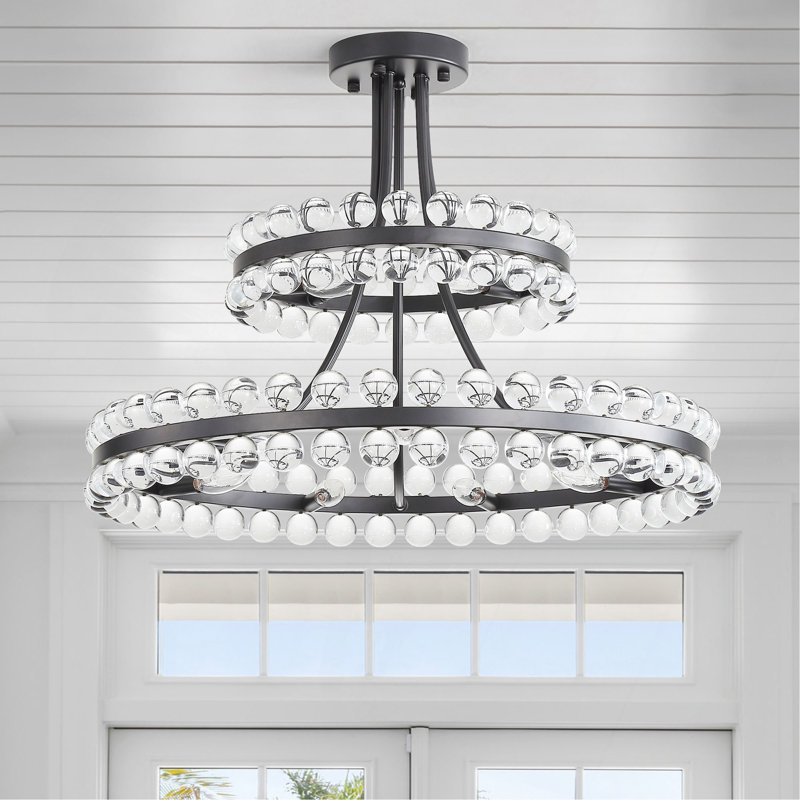 Lustre en cristal de 27 pouces avec 12 douilles E12 (ampoules non incluses), design moderne et élégant pour n'importe quelle pièce