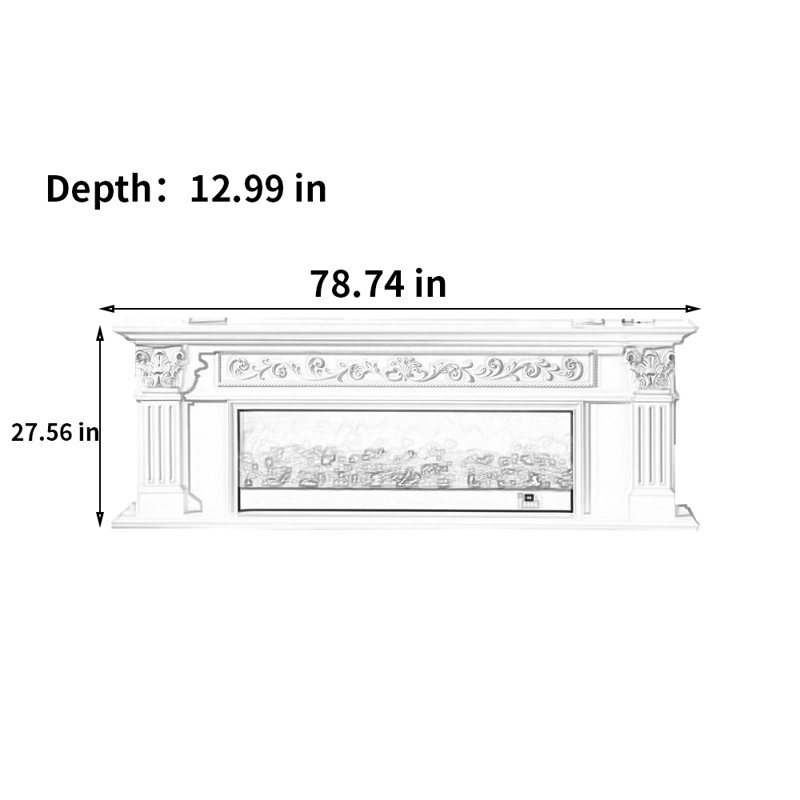 Euro-American Retro TV Cabinet Mantelpiece, Ivory