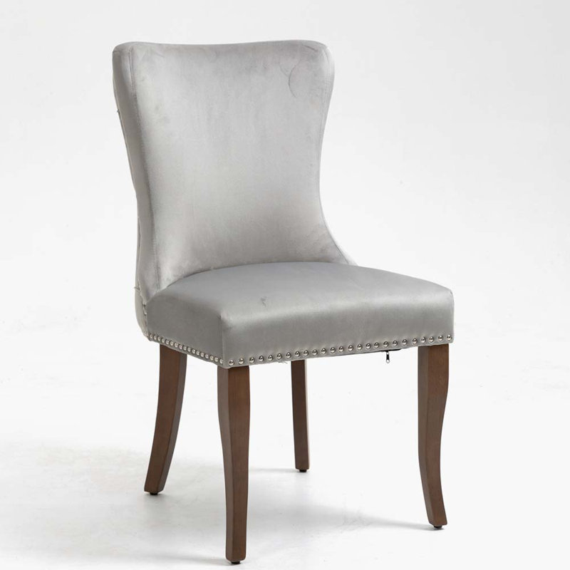 Chaise d'appoint rembourrée en velours Ellias, gris