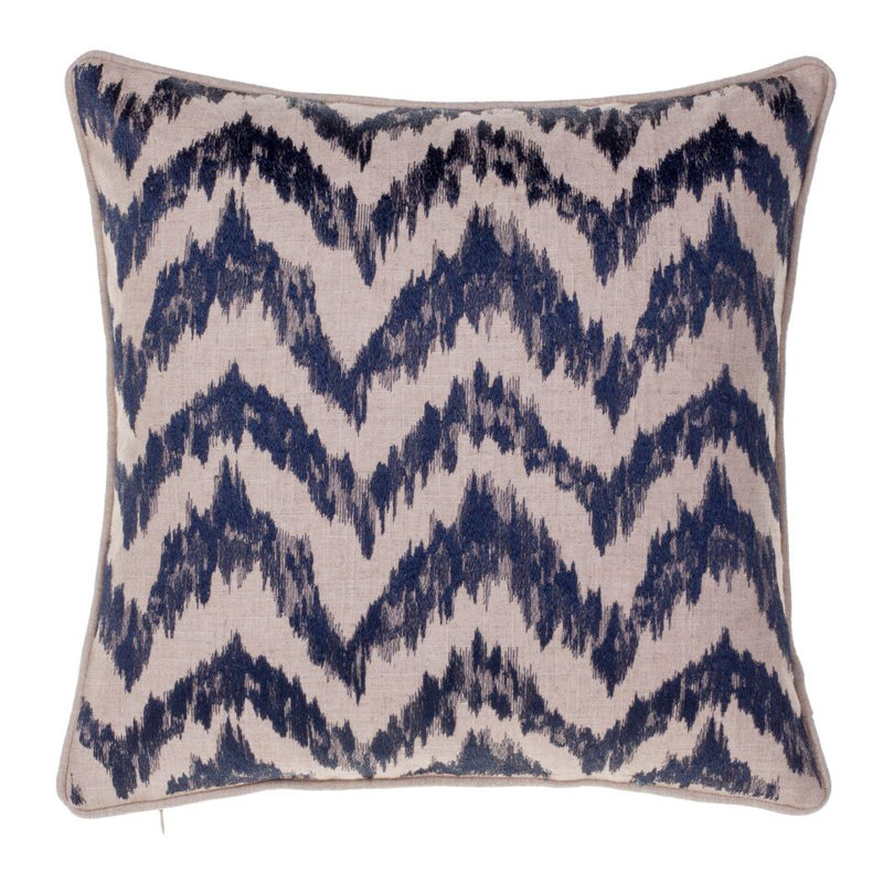 Embroidered Linen Throw Pillow, Indigo
