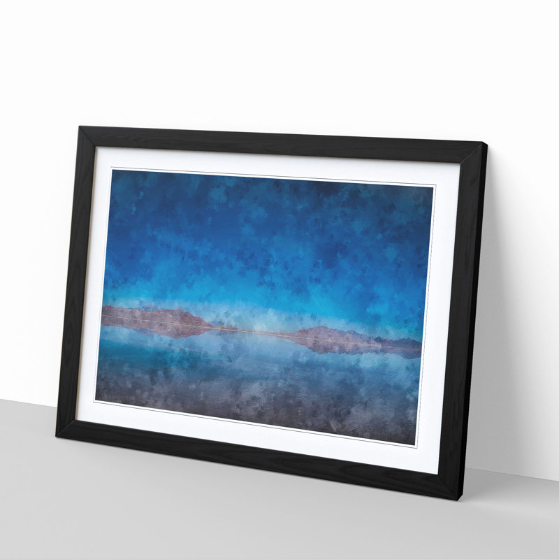 The Great Salt Lake in Utah 1 Piece Single Picture Frame Painting on MDF, 62cm H x 87cm W x 2cm D, Black