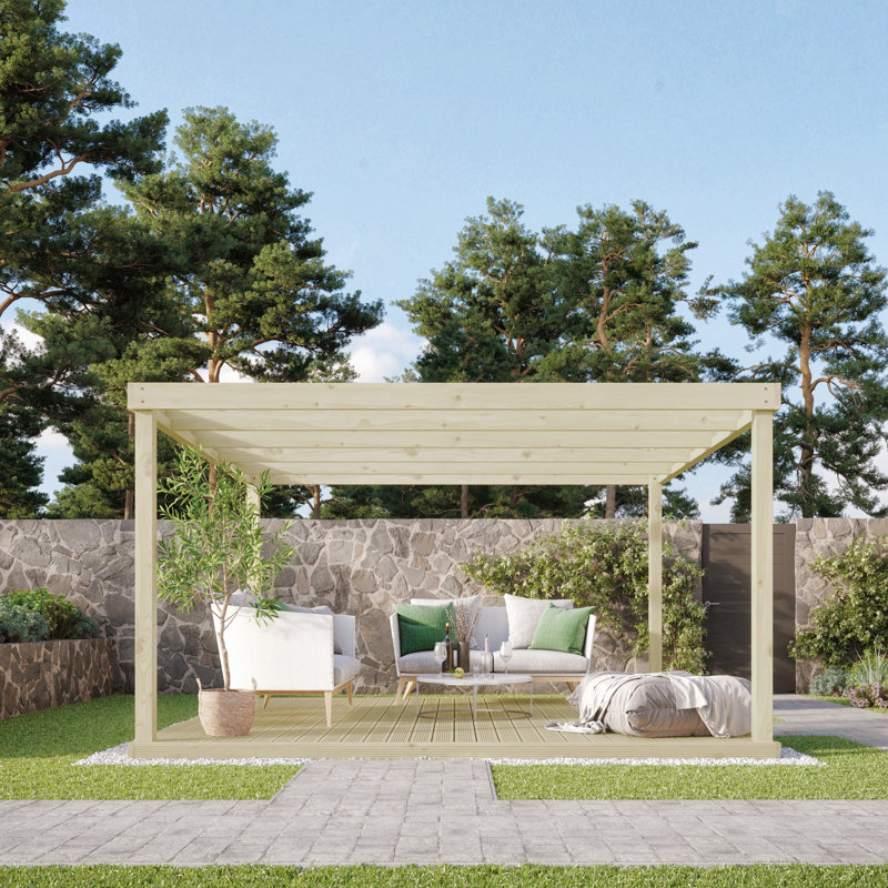 Janeigh Manufactured Wood Pergola, 270cm H x 240cm W x 240cm D, Light Green