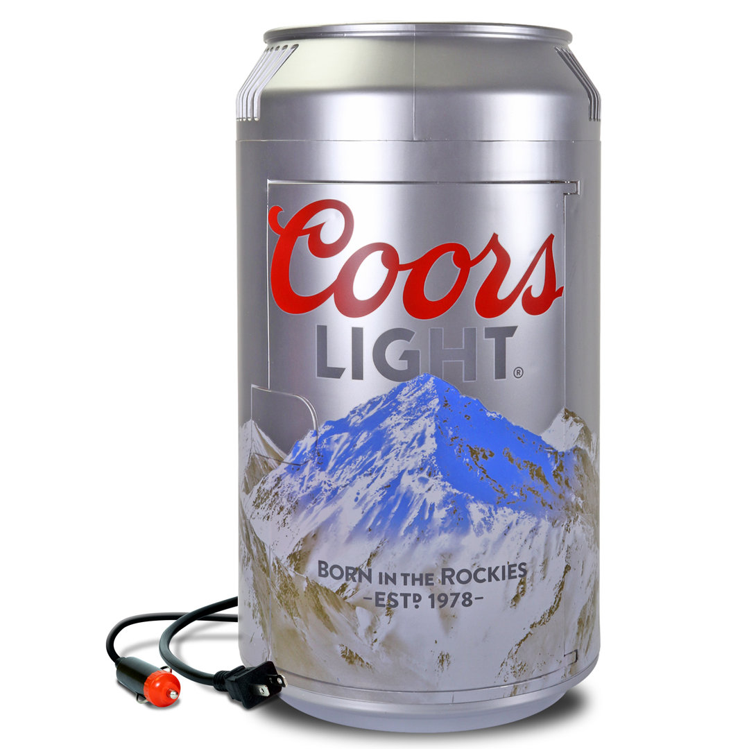 Coors Light 8 Can Portable Mini Fridge 12V DC 110V AC 5.4L Cooler Silver Coors Light