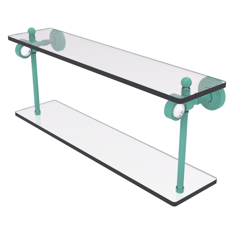 Yve 2 Piece Tiered Shelf, 9.3" H x 22" W x 5.125" D, Sea Foam Green