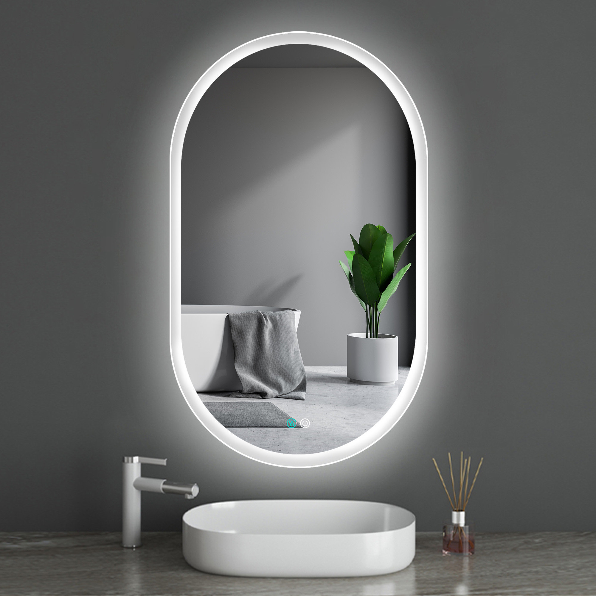 Manufacturer Bathroom LED Lighted Vanity Large Round Oval Makeup
