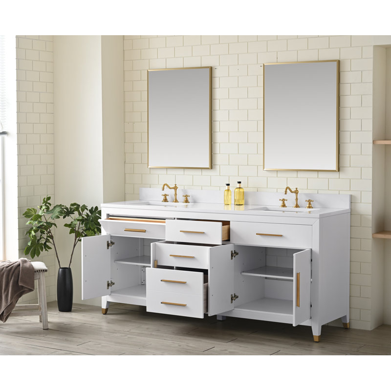 Maddison 72.5'' Double Vanity with Backsplash, White