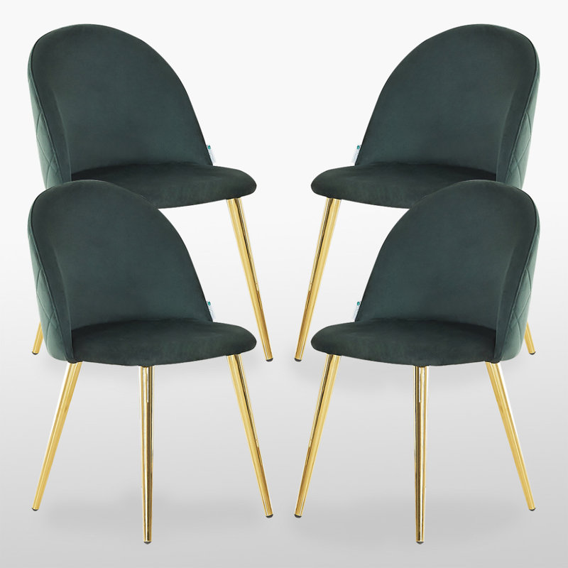 Heavener Modern Velvet Dining Chairs - Ergonomic Upholstered Curved Back with Solid Wooden Legs - Side Chair for Kitchen Living Room Dining Room