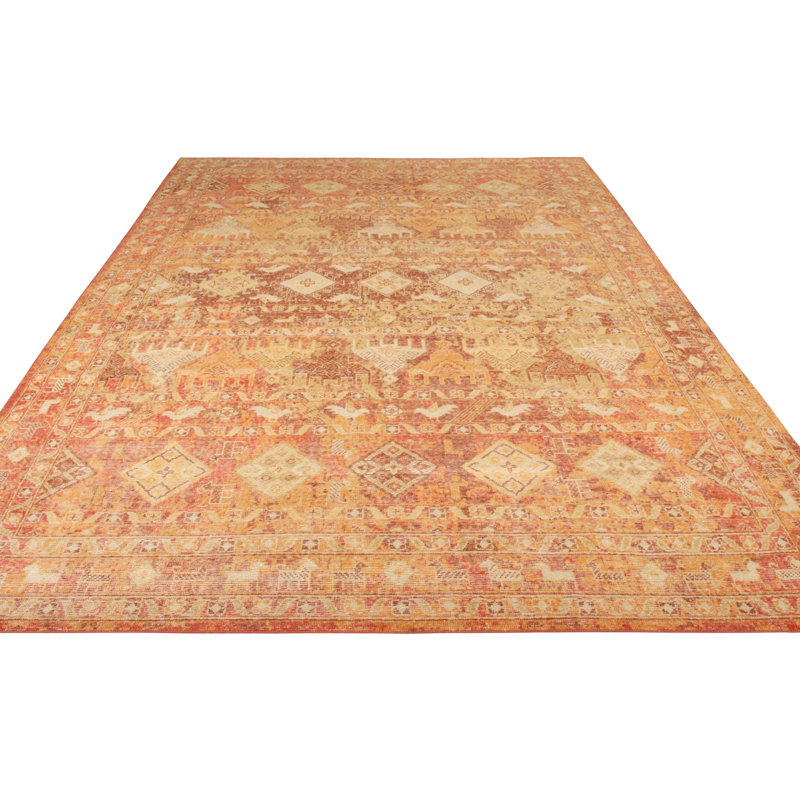 Distressed Homage Hand Knotted Wool Geometric Area Rug, Runner 3' x 8'