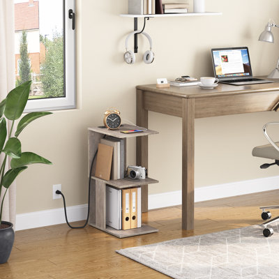 Nikaila 24.4" Tall Narrow End Table with Charging Station and Light