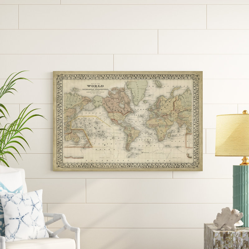 Carte du monde de Mitchells, H 32 po x l 48 po x P 1 po