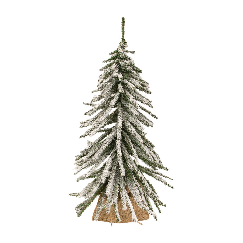 Faux Pine Tree in Burlap Freestanding, 24" H x 16" W x 16" D