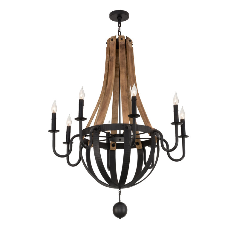 8 - Light Chandelier, Dark Brown, 48" H x 43" W x 43" D