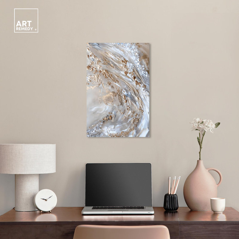 Elegant Gold Abstract Canvas Art, 24" x 16"