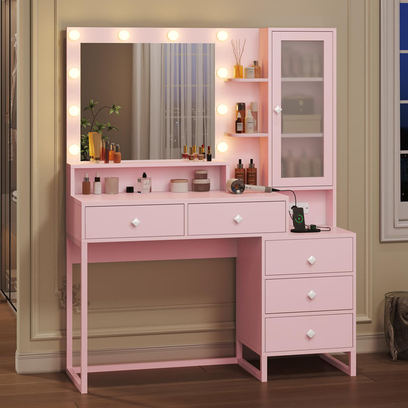 Meuble-lavabo simple Dufault, Rose / rose