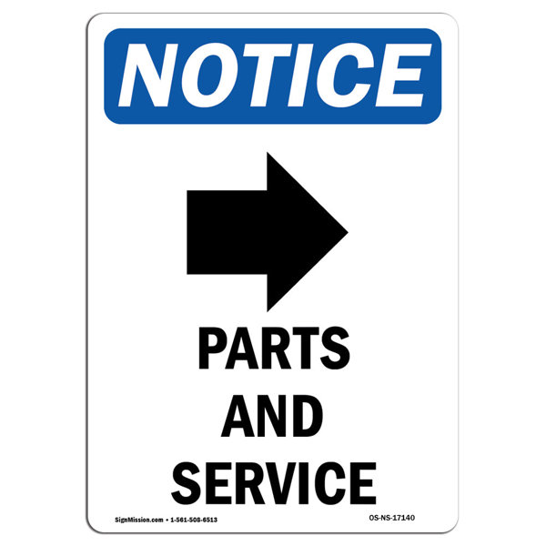 Signmission Parts And Service Sign With Symbol 