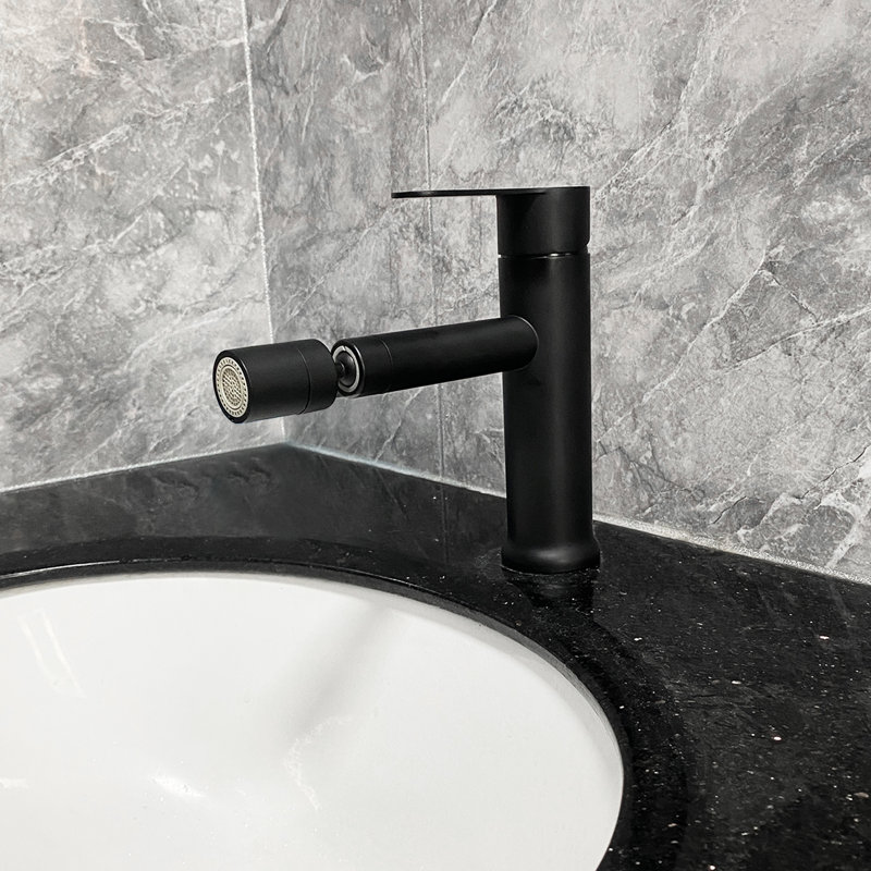 Stainless Steel Bathroom Faucet, Single Handle, Matte Black Finish For A Rust- And Stylish Vanity Sink Accessory Handle Choice, Construction Elegant