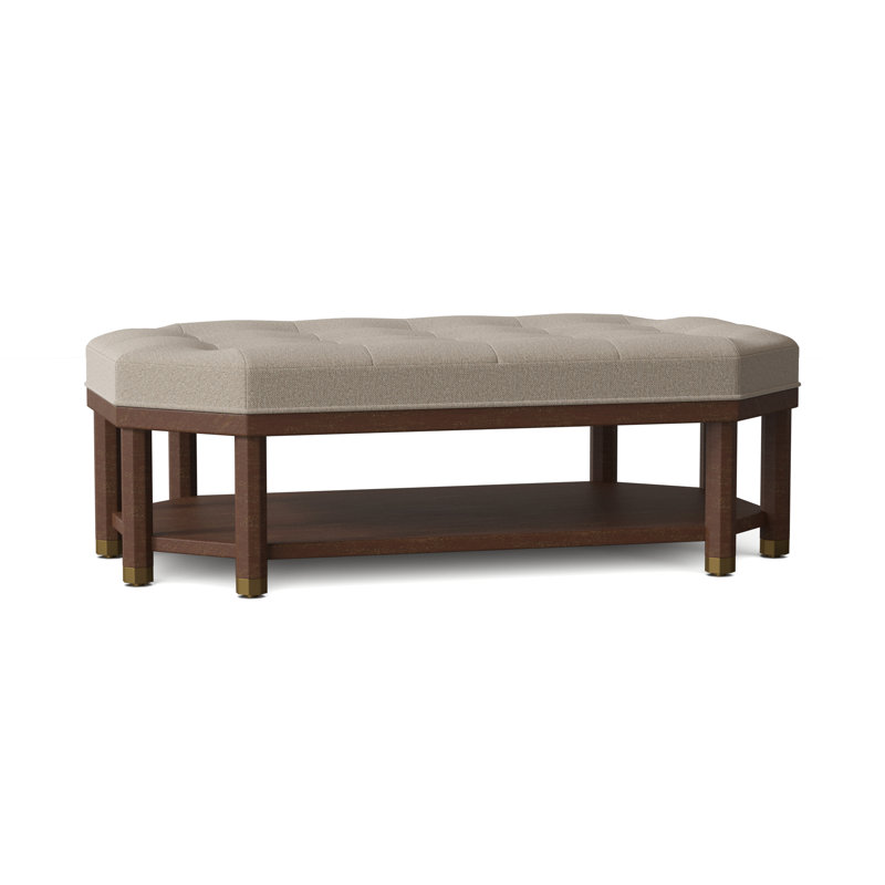 Libby Langdon 53" Wide Tufted Cocktail Ottoman with Storage, Walnut, Linen (3152 72)