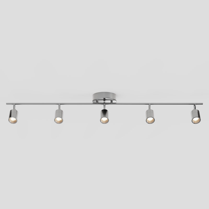 Shura 5-Light Integrated LED Track Light with Rotatable Heads, 4 ft. Track Lighting Kit, 3000k, 2450 Lumen, Brushed Nickel