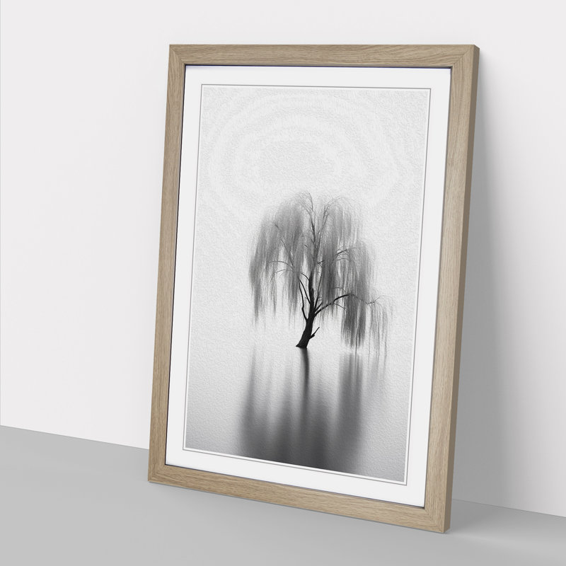 Weeping Willow Minimalism - Framed Print, 64cm H x 46cm W, Oak Framed