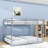 Full Over Full Metal Bunk Bed With Built-In Ladder And Full-Length Guardrails-244170371