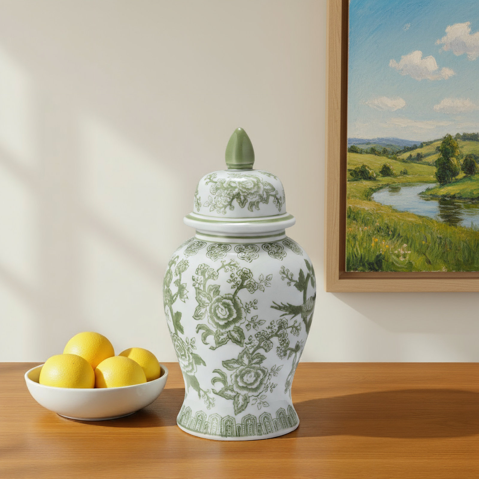 Ceramic Decorative Jar, 14" H x 7" W x 7" D