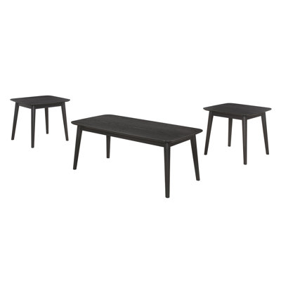 3 Piece Rectangular Coffee Table Set, Black